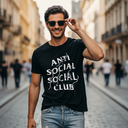 Anti Social Social Club: T-Shirt with White Lightning Graphic