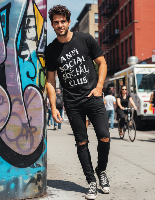 Anti Social Social Club: T-Shirt with White Lightning Graphic